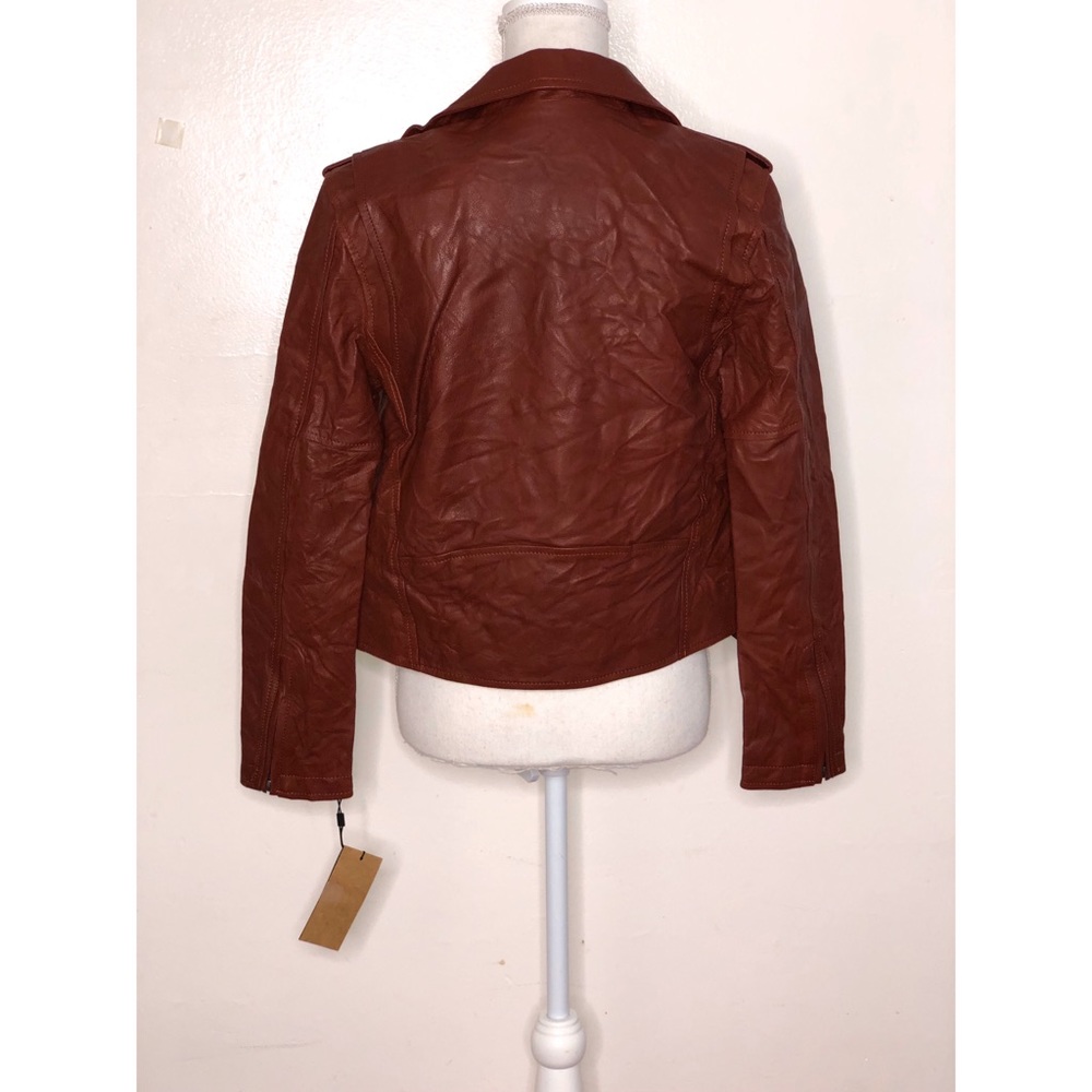 Frye Carly Leather Moto Jacket, Rosso (Wine) - Picture 4 of 6